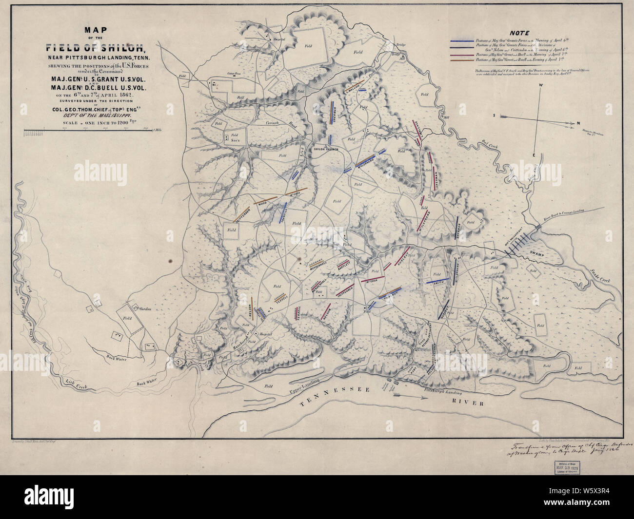 Civil War Maps 0907 Map of the field of Shiloh near Pittsburgh Landing ...