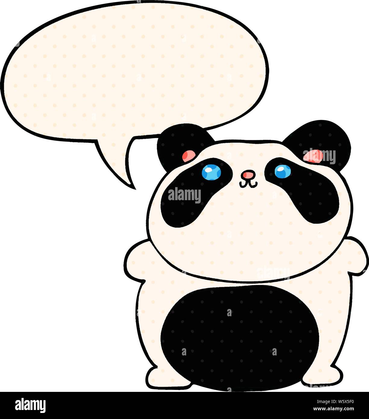 cartoon panda with speech bubble in comic book style Stock Vector