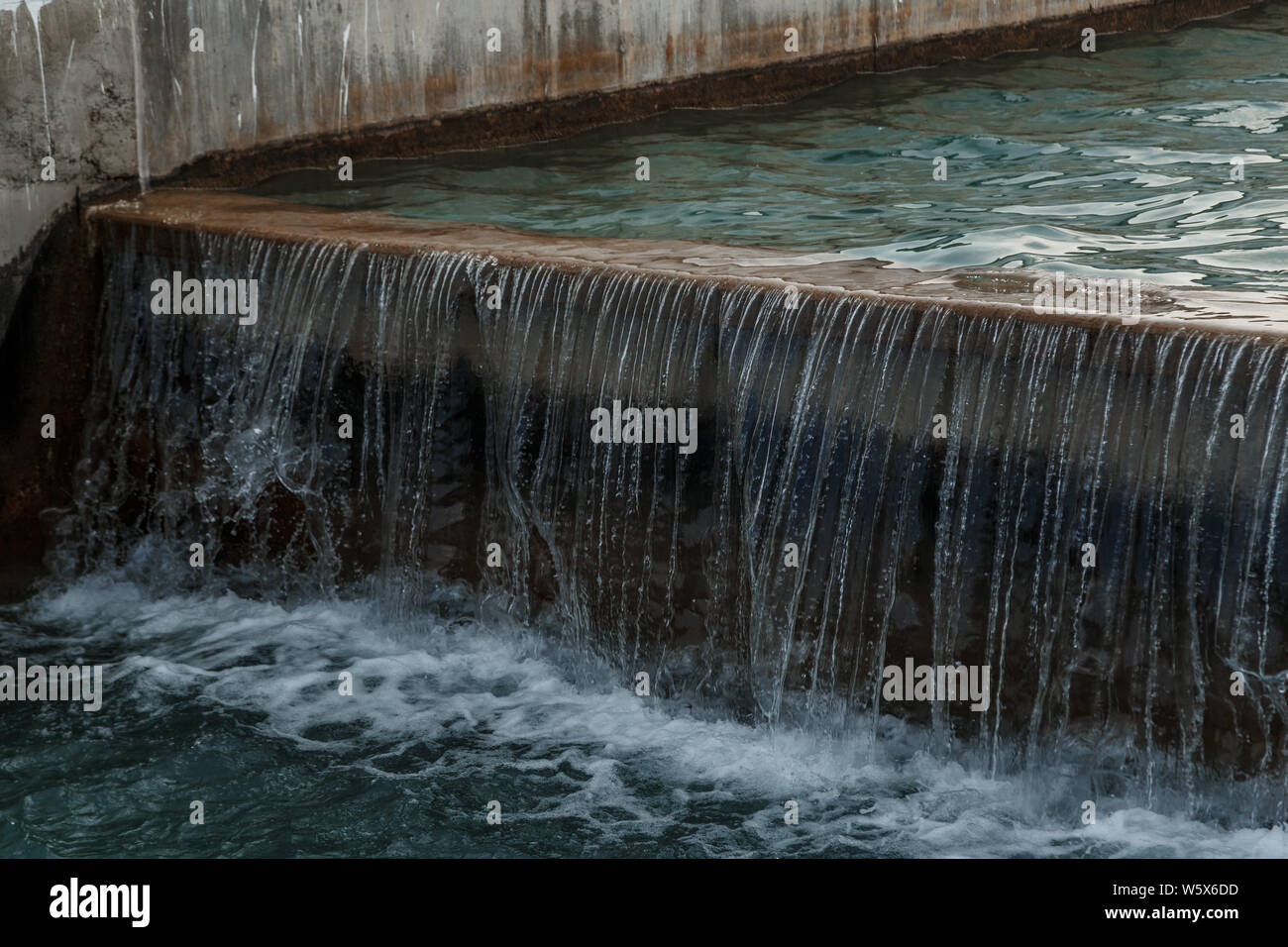 small man-made artificial waterfall,height difference in the artificial channel Stock Photo