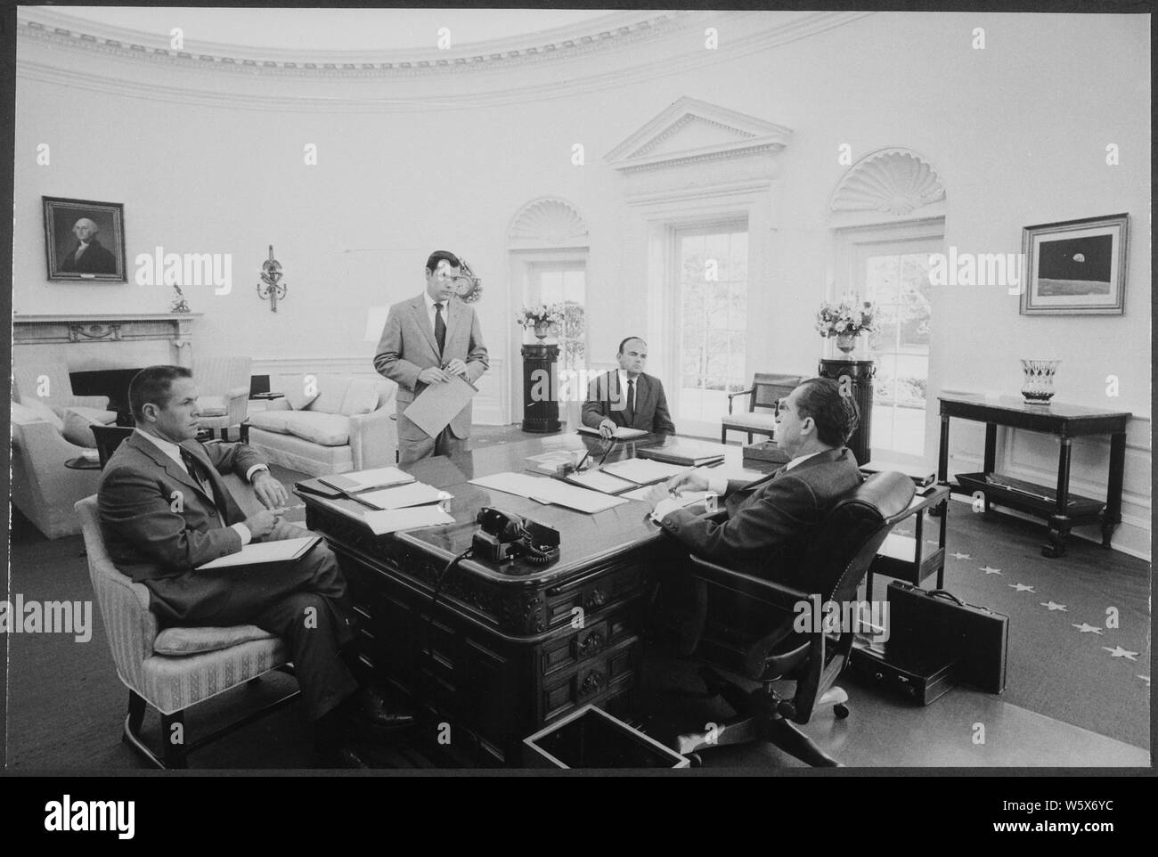 President Nixon meets with chief advisers in the Oval Office; Scope and
