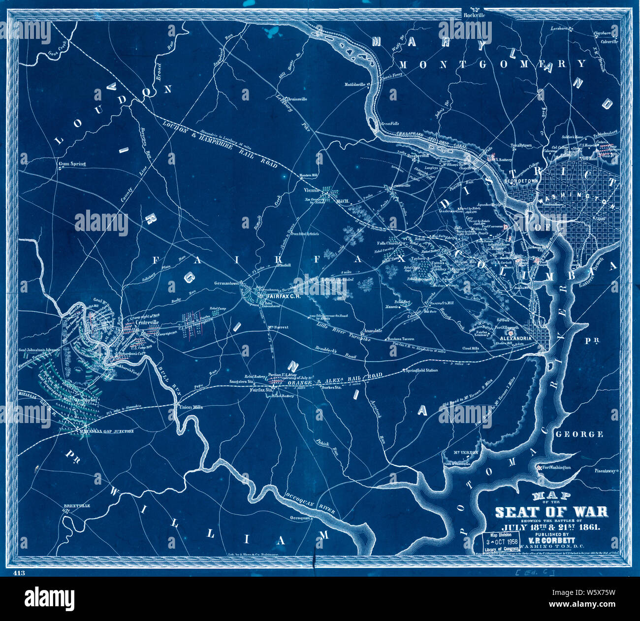 Civil War Maps 0952 Map of the seat of war showing the battles of July ...
