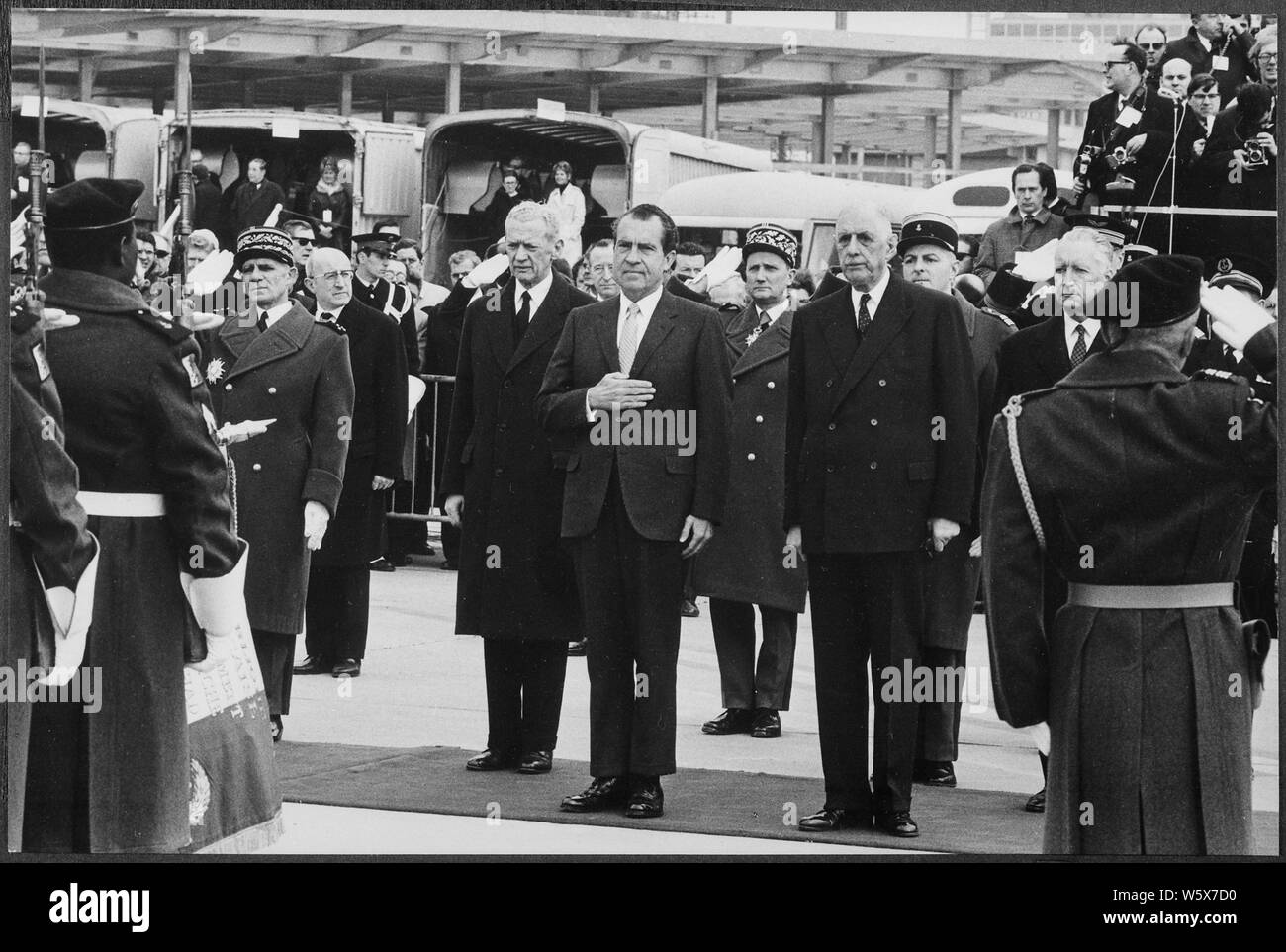 President Nixon's arrival in France; Scope and content Pictured