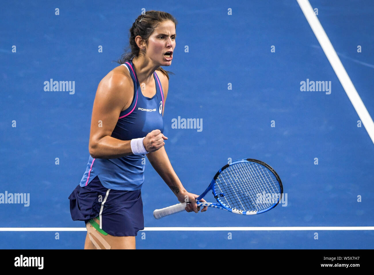 Julia Gorges of Germany reacts after scoring against Elise Mertens of  Belgium in their group match during the Hengqin Life WTA Elite Trophy Zhuhai  201 Stock Photo - Alamy