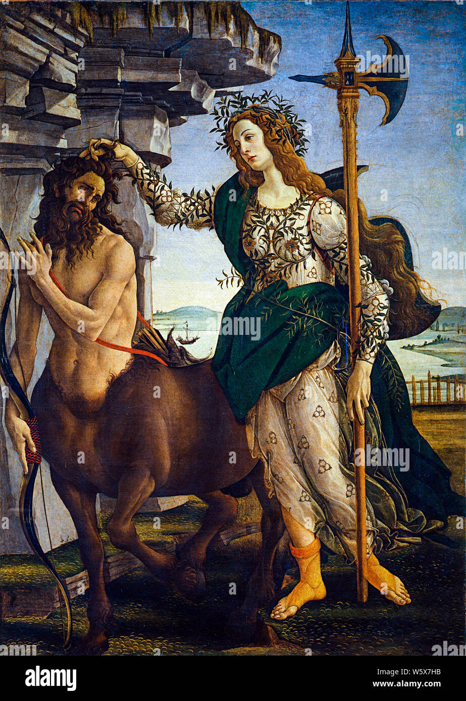 Sandro Botticelli, Pallas and the Centaur, painting, 1482 Stock Photo