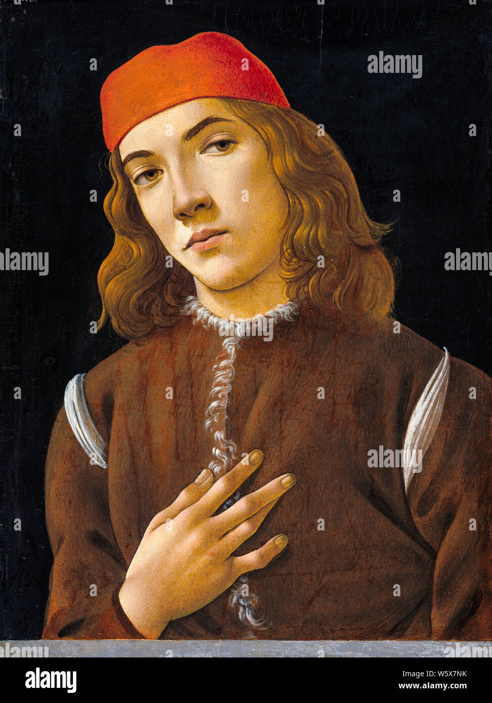 Sandro Botticelli, Portrait of a Youth, painting, 1482-1485 Stock Photo
