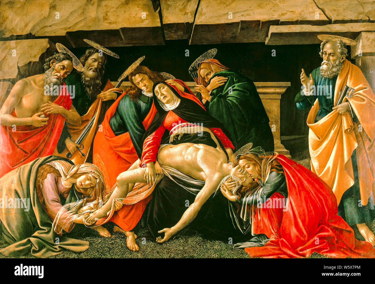 Sandro Botticelli, Lamentation over the Dead Christ, (Munich), painting, 1490-1495 Stock Photo