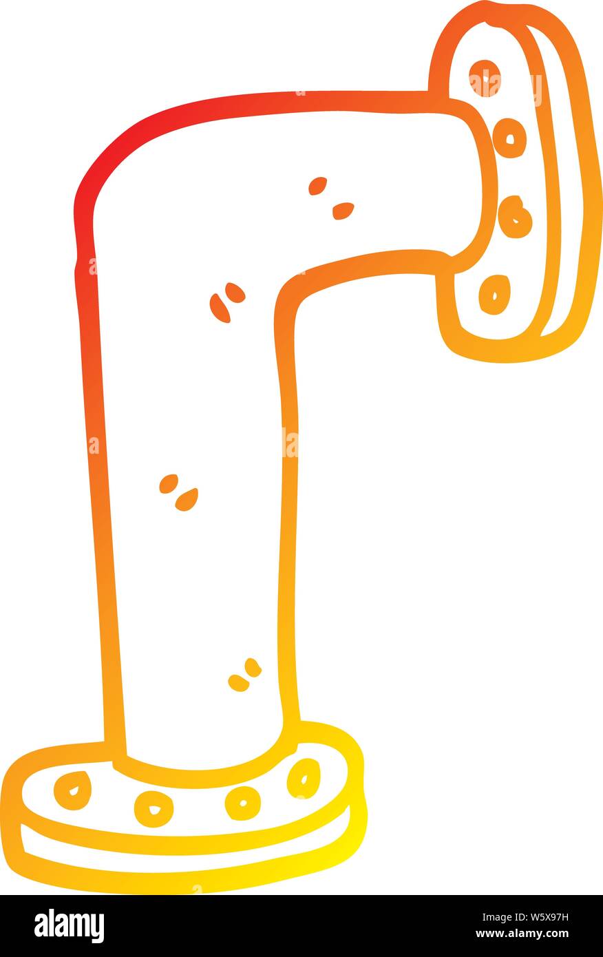 warm gradient line drawing of a cartoon water pipe Stock Vector Image ...