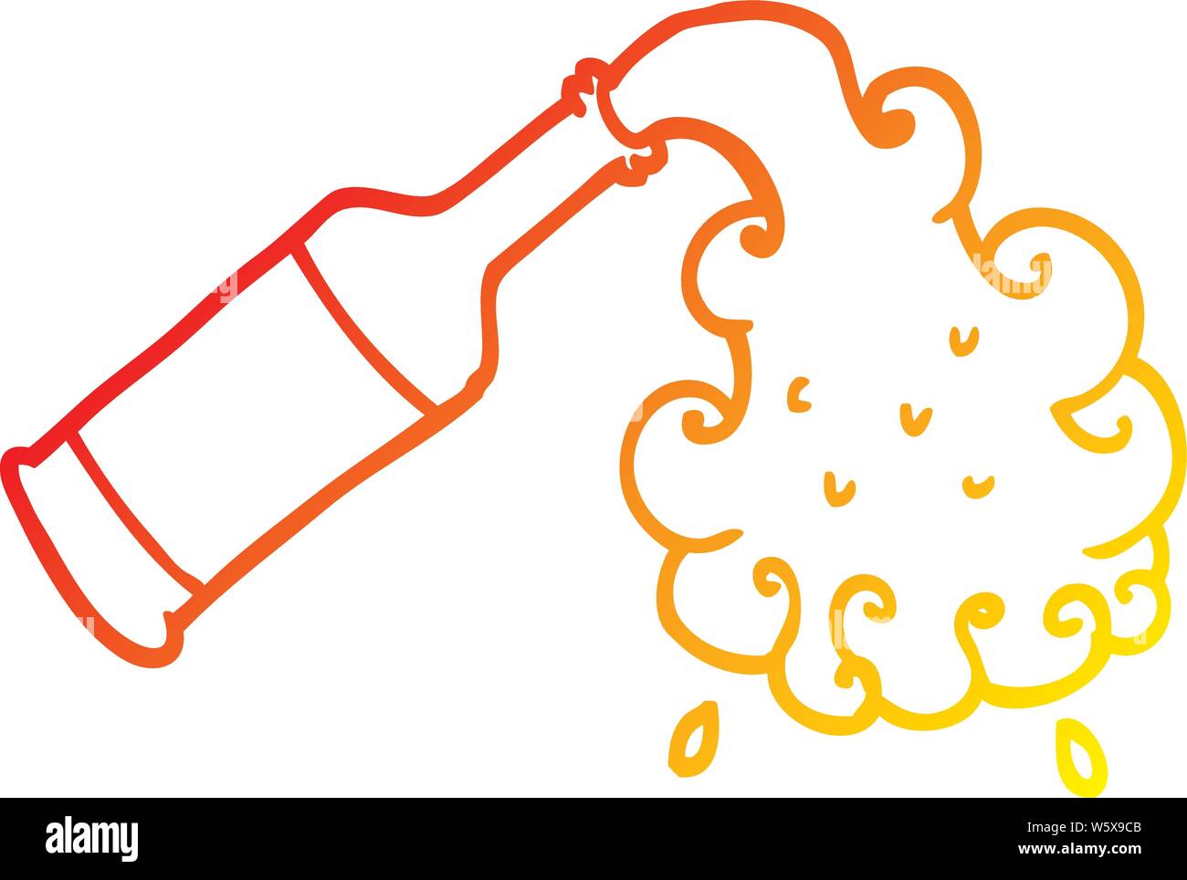 warm gradient line drawing of a cartoon beer pouring Stock Vector