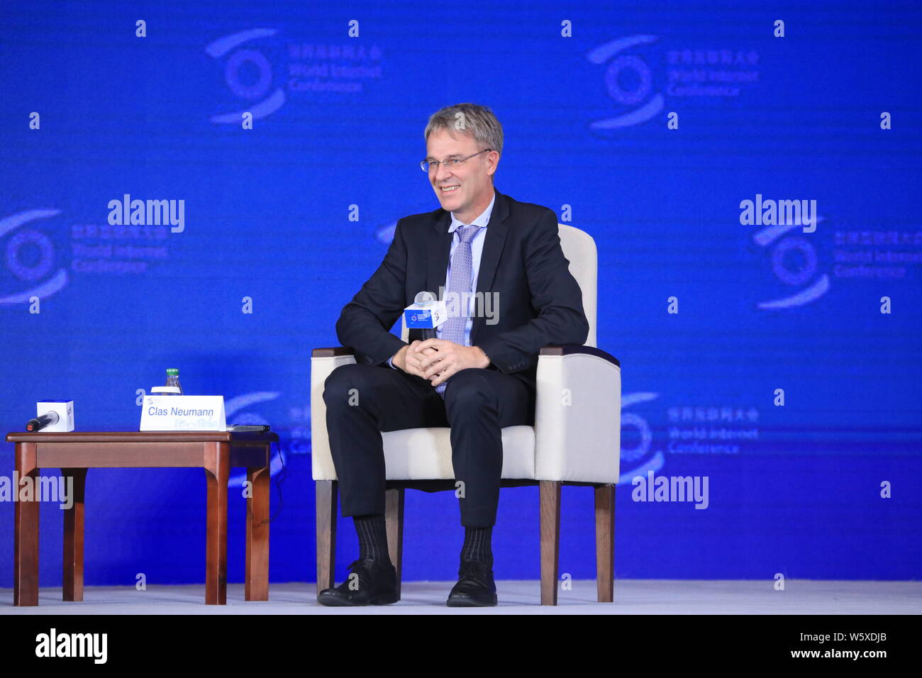Clas Neumann, head of SAP Labs Network (SLN), attends the plenary session of the 5th World Internet Conference (WIC), also known as Wuzhen Summit, in Stock Photo