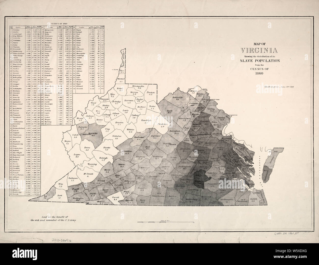 1860 Map Of Virginia - Civil War Maps 1023 Map Of Virginia Showing The Distribution Of Its Slave Population From The Census Of 1860 Rebuild And Repair W5XDXG