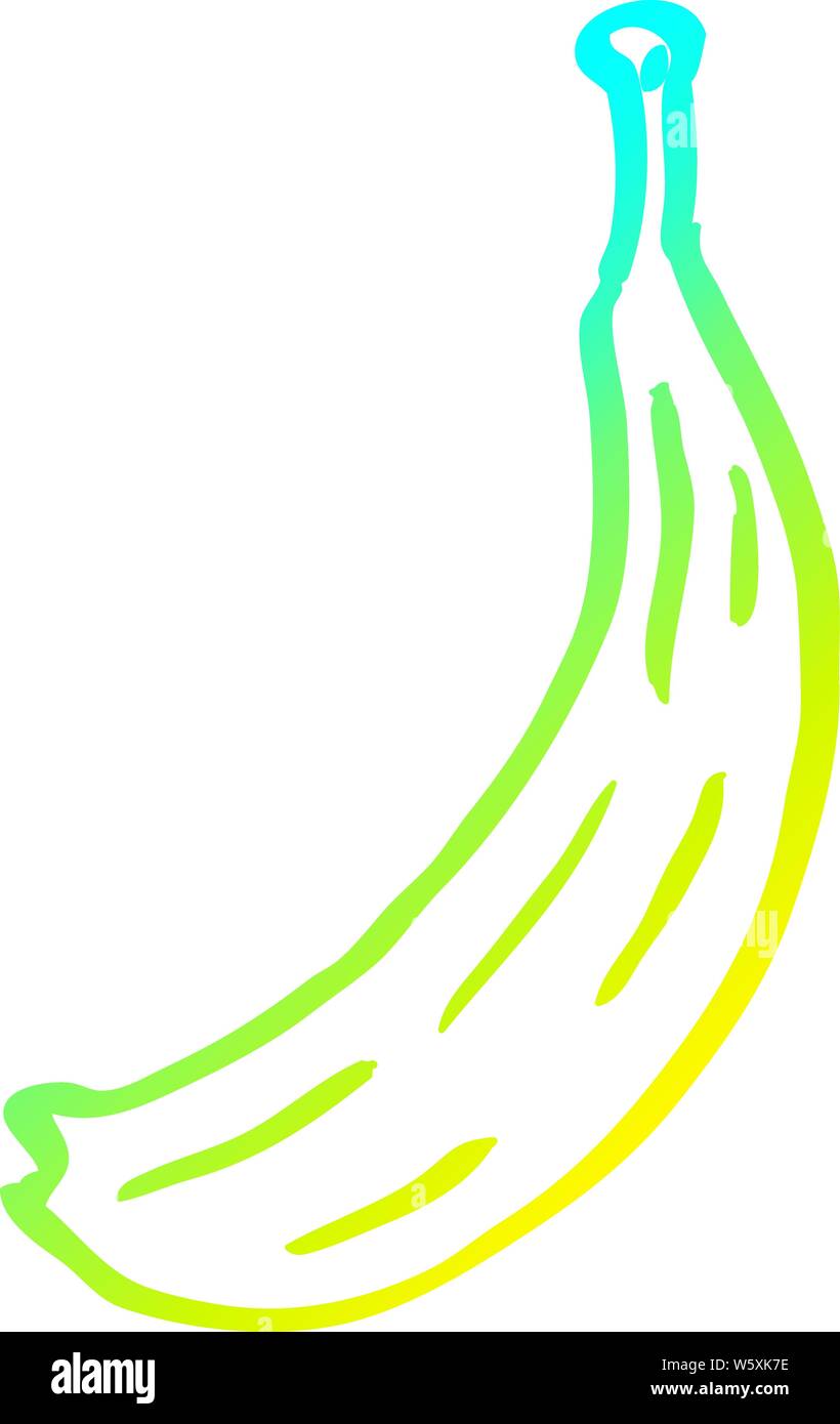 cold gradient line drawing of a cartoon banana Stock Vector