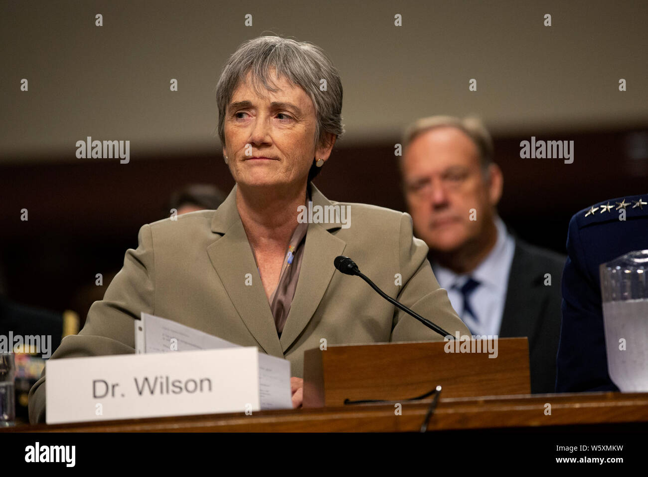 United States Secretary of the Air Force Dr. Heather Wilson testifies on the nomination of Air Force General John Hyten to be Vice Chairman Of The Joint Chiefs Of Staff, before the U.S. Senate Committee on Armed Services during Hyten's hearing on Capitol Hill in Washington, DC, U.S. on July 30, 2019. Credit: Stefani Reynolds/CNP /MediaPunch Stock Photo