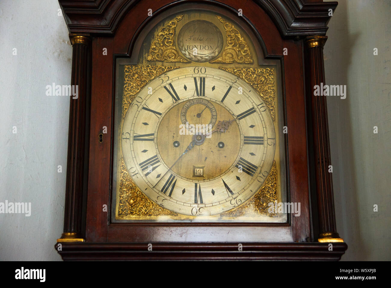 Grandfather clock face close up Stock Photo