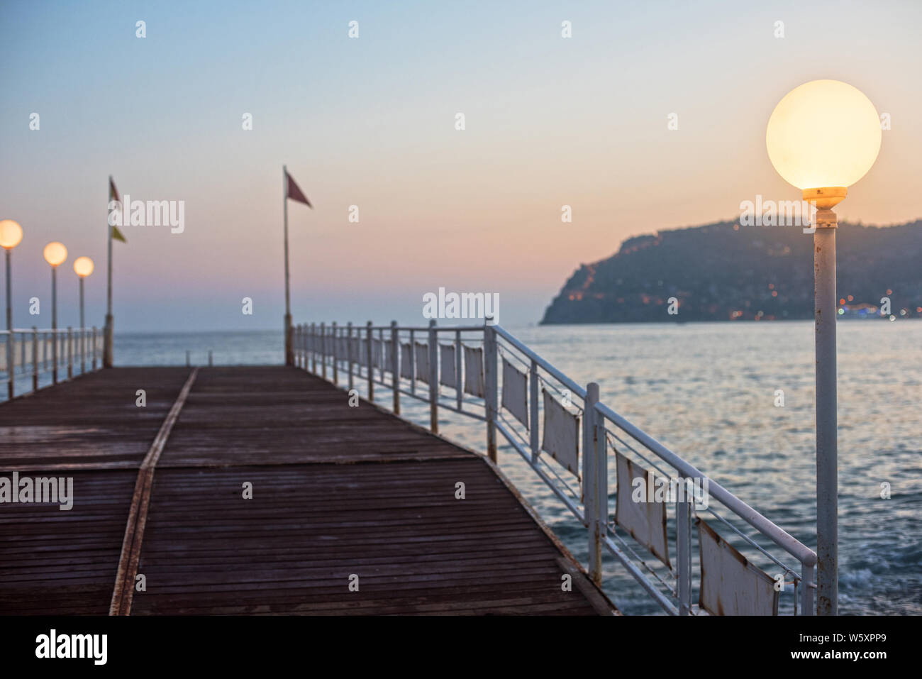 Alanya dock in the evening Stock Photo