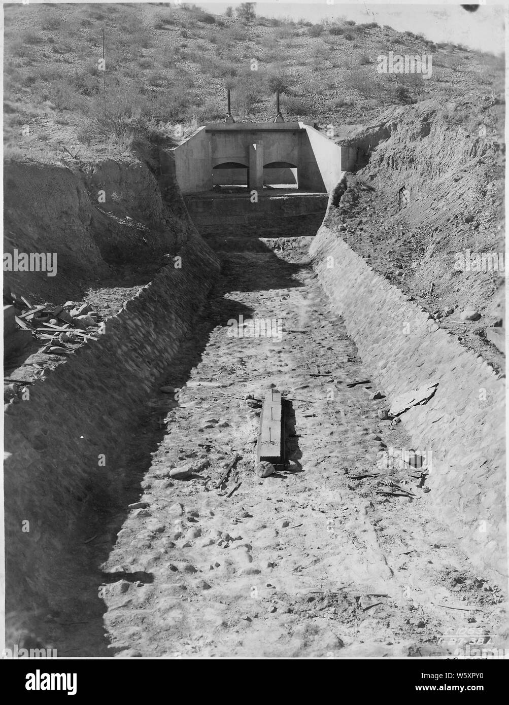 Sluiceway Rpd Salt River - Power Canal - Rubble masonry spillway channel for ...