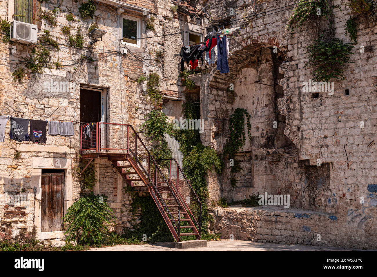Old house in a courtyard in Split, Croatia Stock Photo