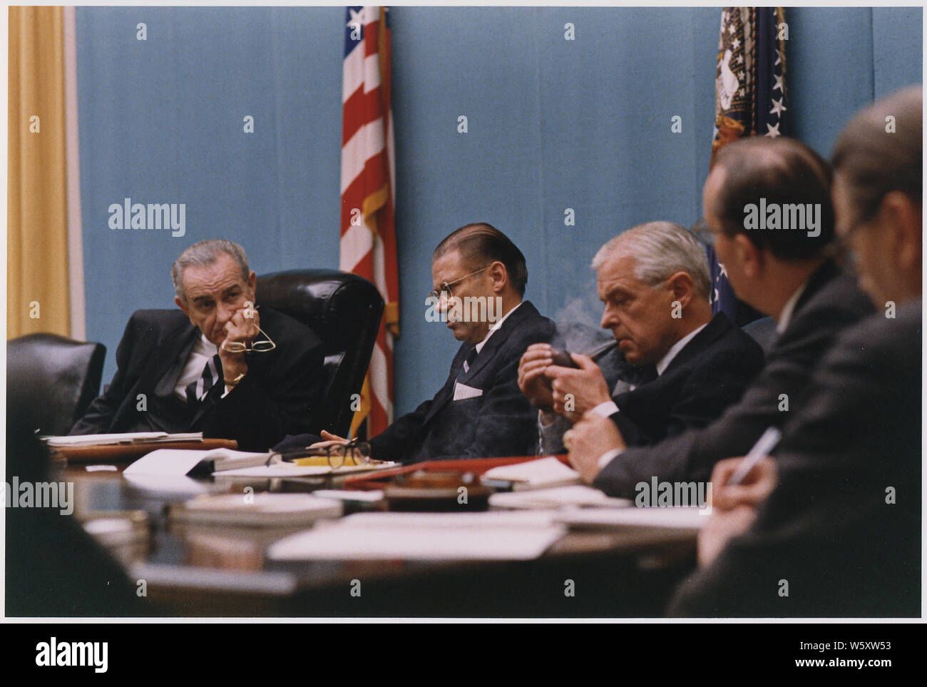 Secretary Of Defense Robert Mcnamara And President Lyndon B