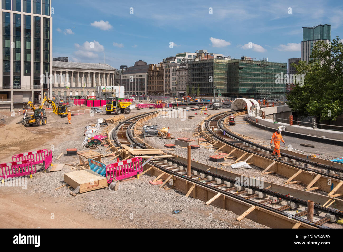 Construction work on the extension of the Midland Metro line continues