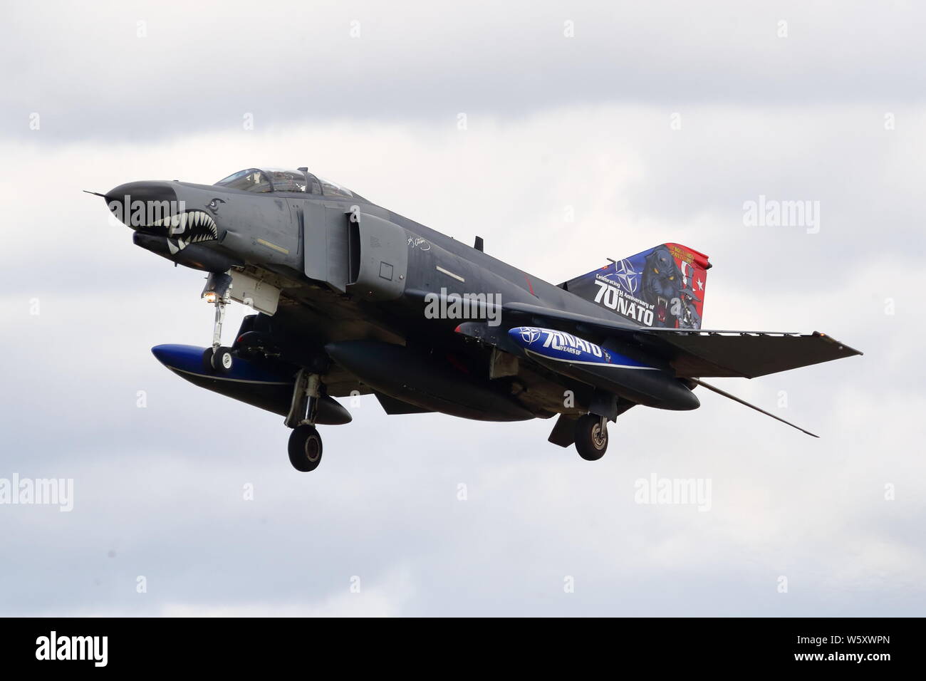 Turkish McDonnell Douglas Phantom F-4 with livery celebrating 70 years of Nato landing at RIAT 2019 at RAF Fairford, Gloucestershire, UK Stock Photo