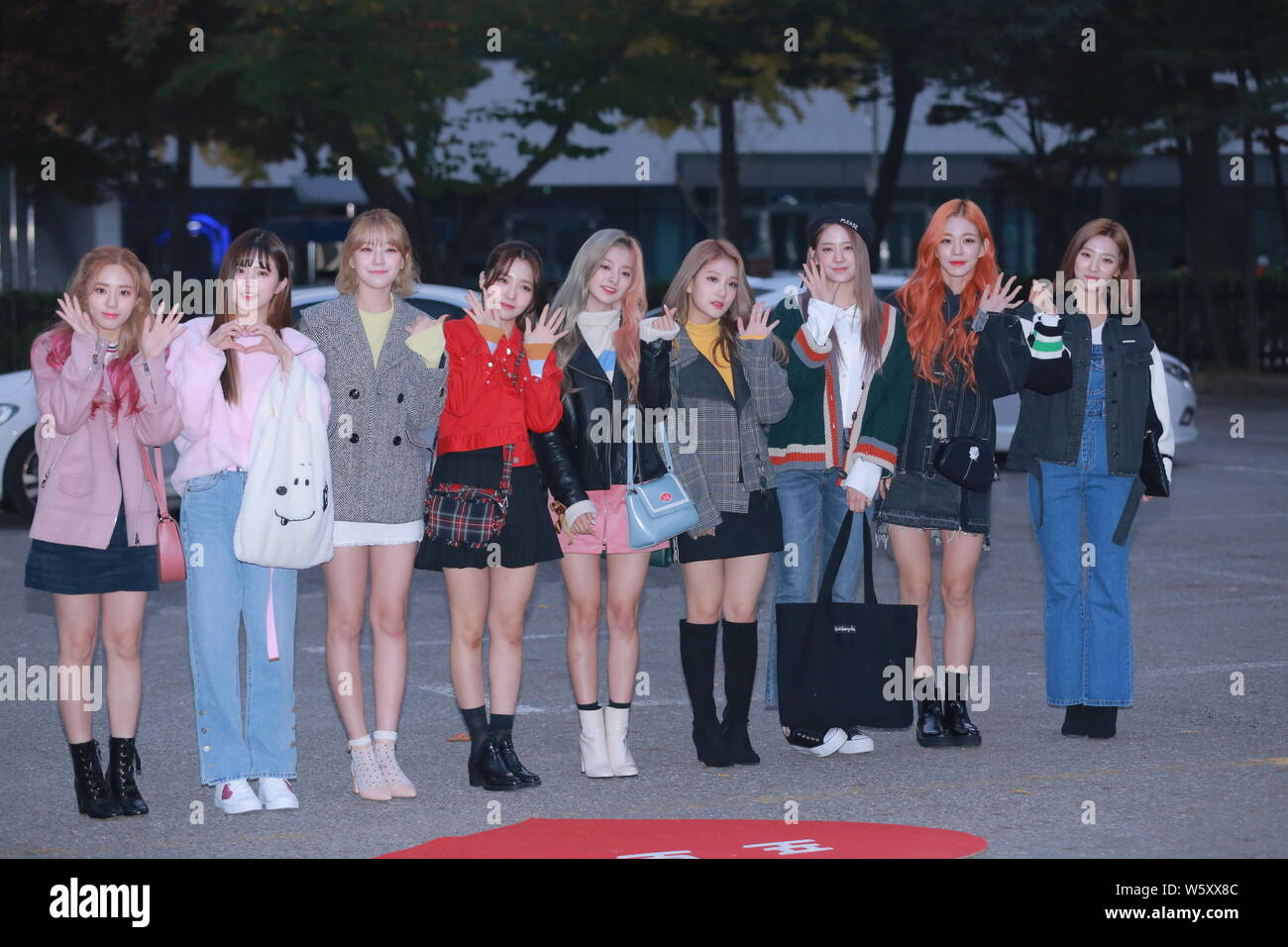 Members of South Korean girl group Fromis 9 attend the filming session for  an episode of the music program Music Bank program in Seoul, South Korea  Stock Photo - Alamy