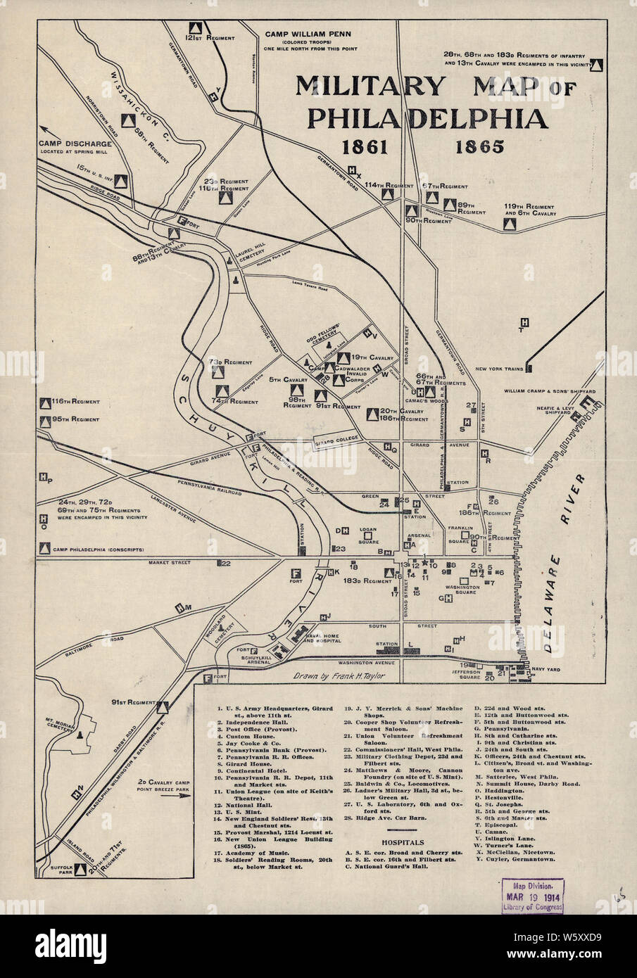 Civil War Maps 1128 Military map of Philadelphia 1861-1865 Rebuild and ...