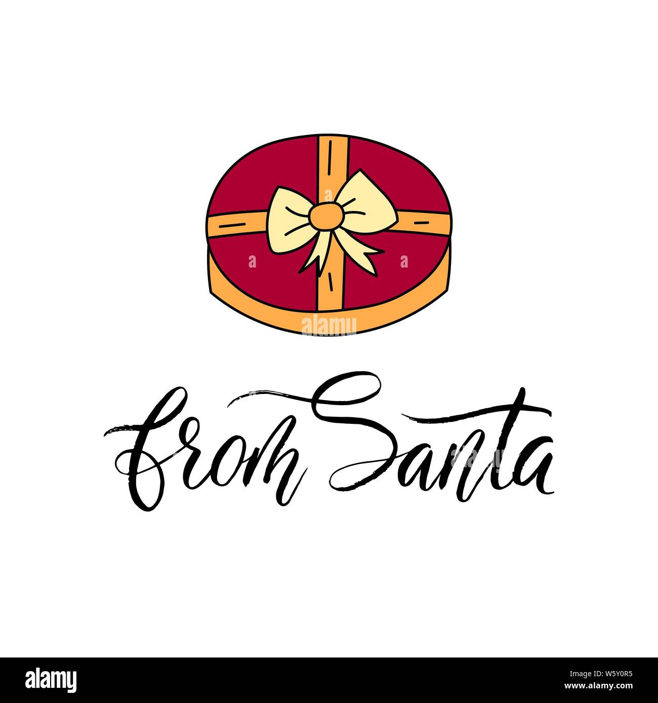 From Santa. Vector Christmas card with hand lettering and winter ...