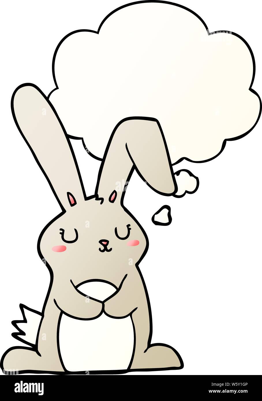 cartoon rabbit with thought bubble in smooth gradient style Stock ...