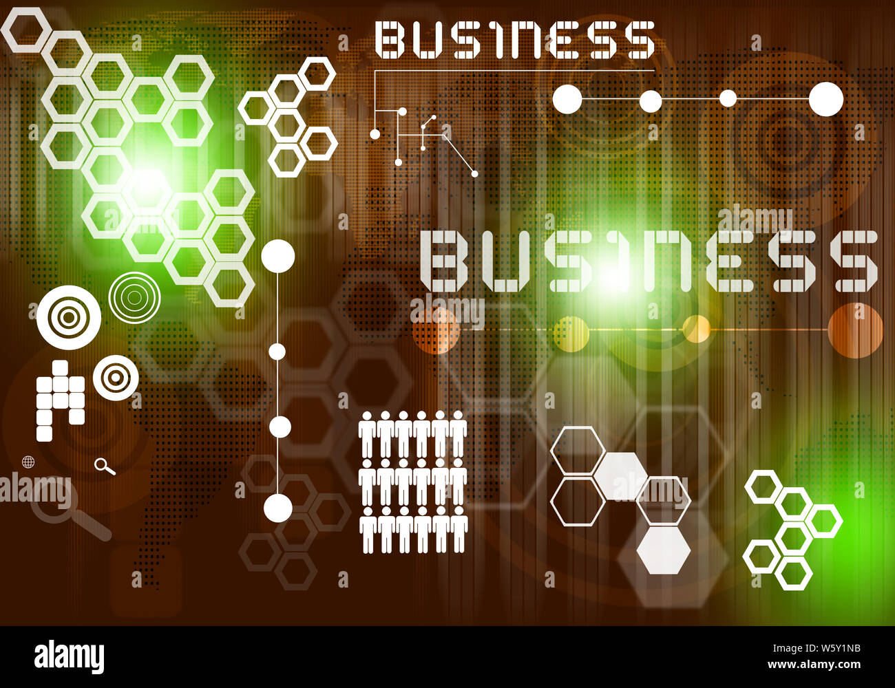 Digital business background image with icons on media screen Stock