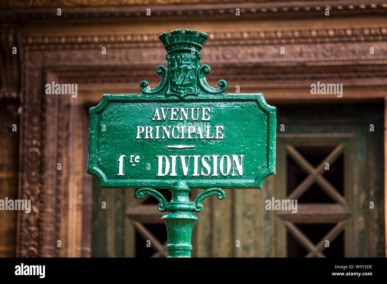 Avenue Principale Sign on Cemetery Père Lachaise, Paris Stock Photo