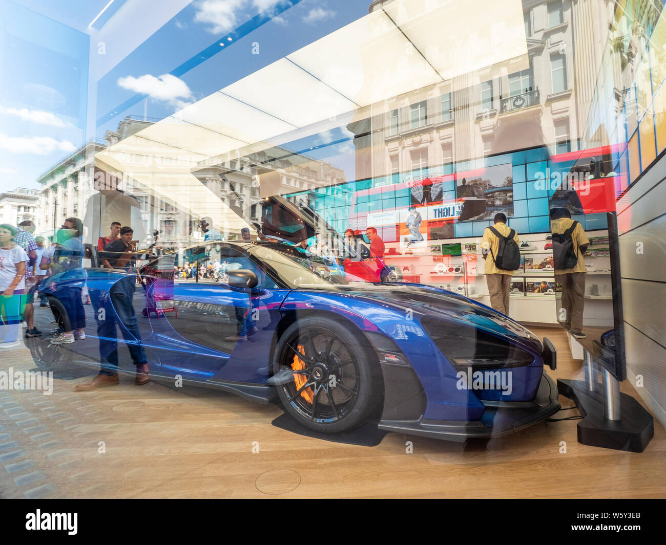 Sports car inside a shop in Oxford Street,London Stock Photo Alamy