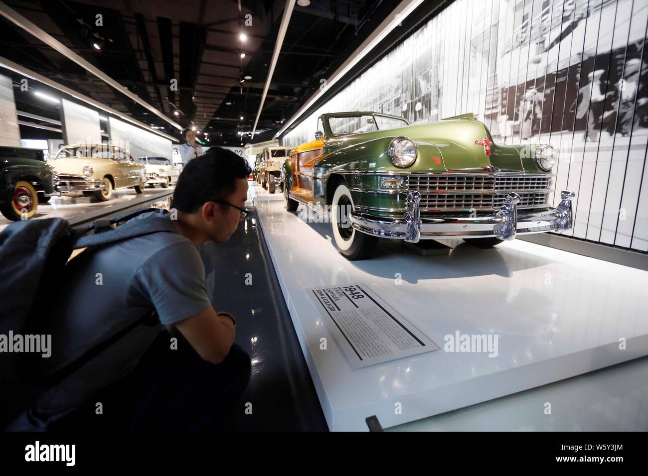 --FILE--A Chrysler vintage car is on display at the Shanghai Auto Museum in Shanghai, China, 6 June 2017.   Chrysler has announced a recall of more th Stock Photo