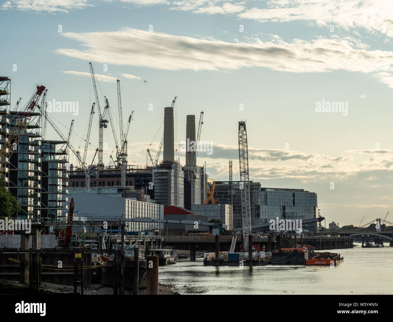 The decommissioned Battersea Power Station on the south bank of the River Thames, Battersea, London. Stock Photo