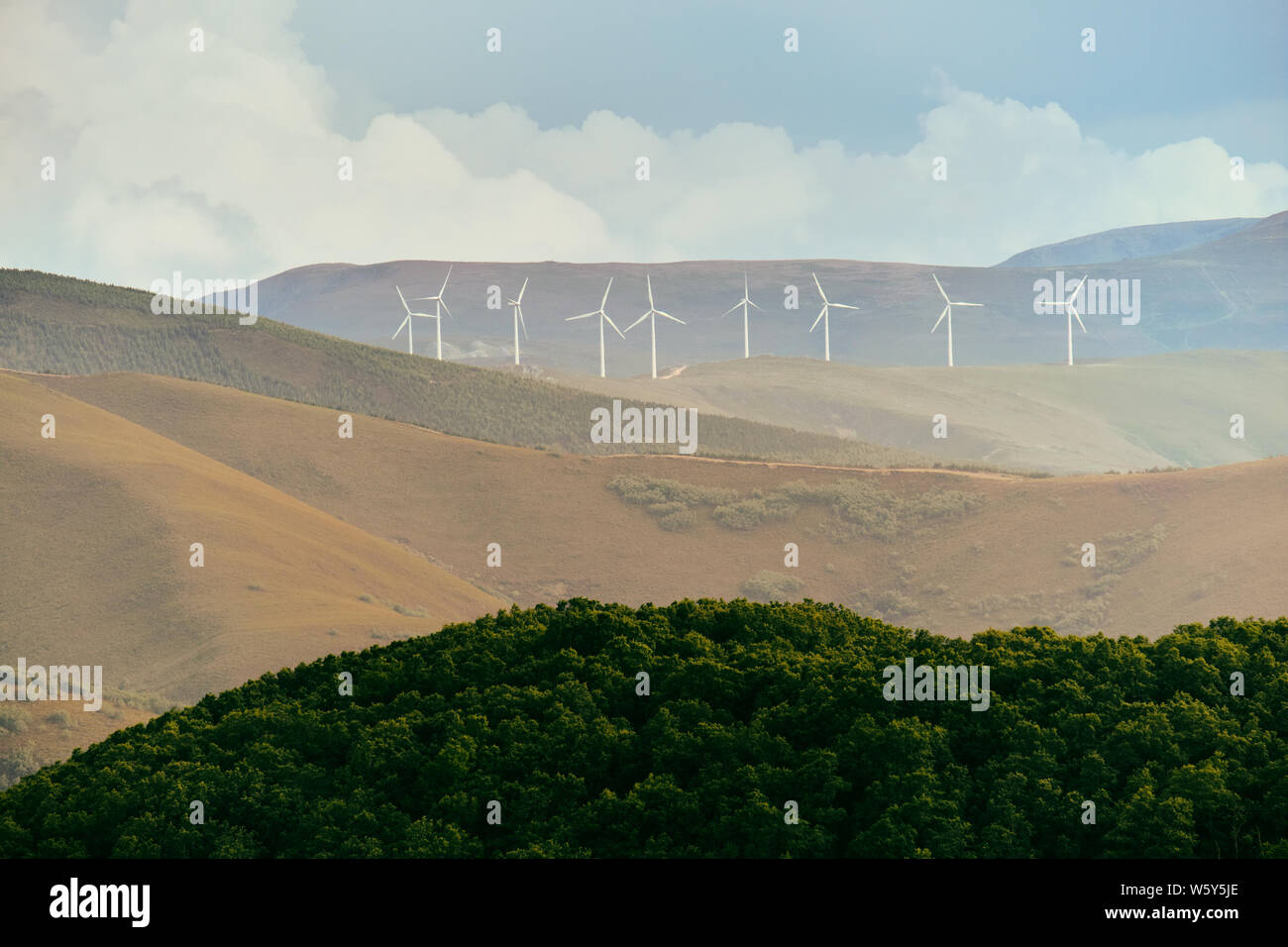 Power Generation Eolic Wind Turbines Field In Spain Stock Photo