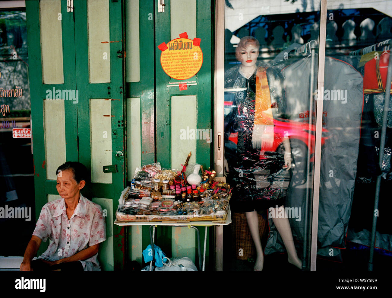 Amulet market shops in Bangkok in Thailand in Southeast Asia Far East Stock Photo