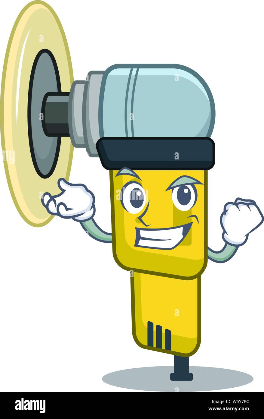 Successful pneumatic sander in a cartoon drawer vector illustration