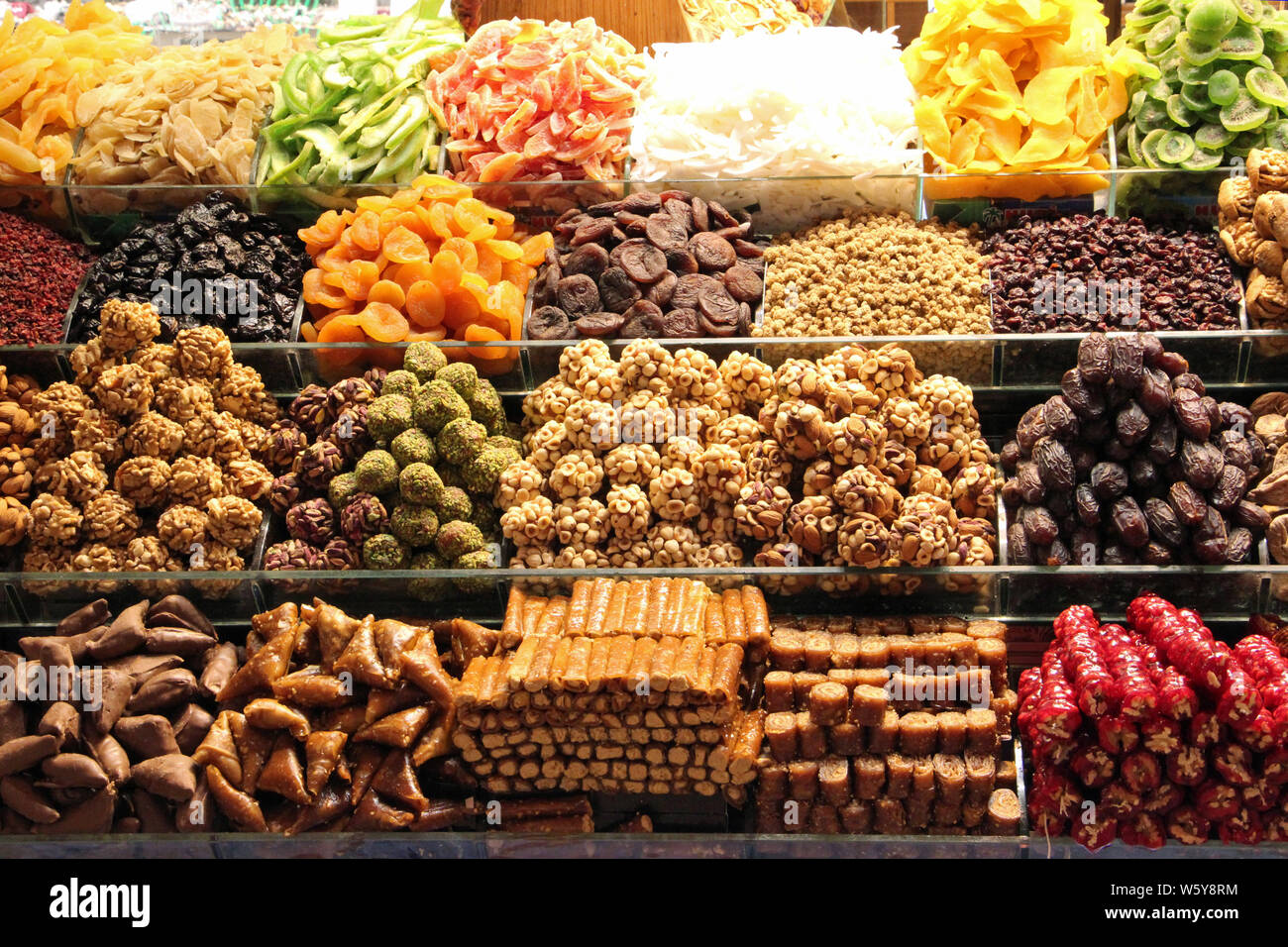 Fruit and Treats at the Spice Bazaar in Istanbul, Turkey Stock Photo