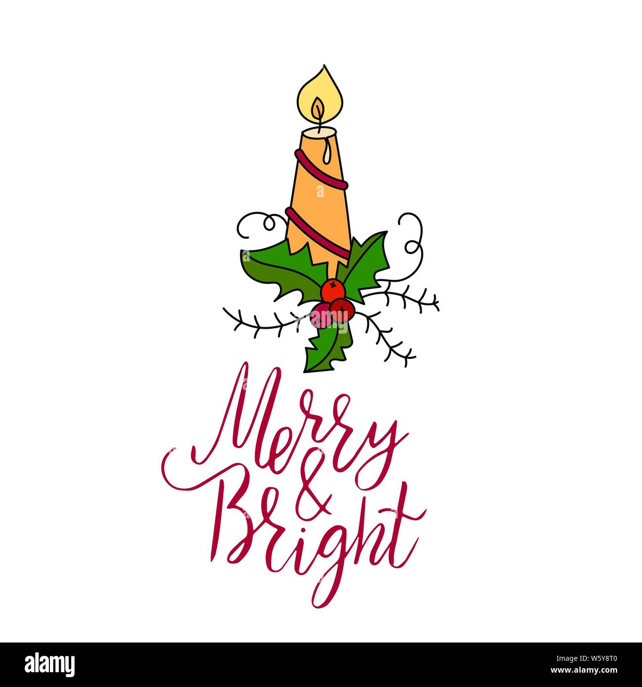 Vector Christmas card with hand lettering and winter illustration Stock ...
