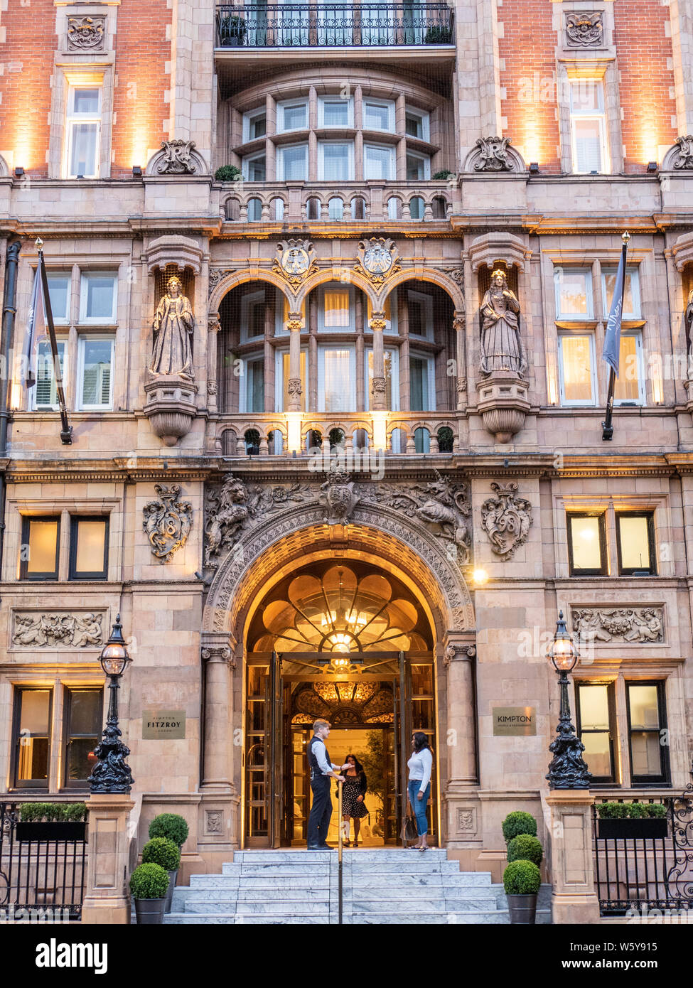 Entrance to The Kimpton Fitzroy London Hotel (The Russel Hotel), Russel Square, London. Stock Photo