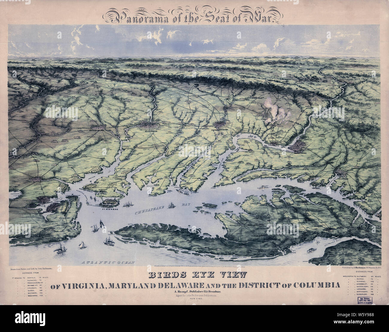 Civil War Maps 1237 Panorama of - Civil War Maps 1237 Panorama Of The Seat Of War Birds Eye View Of Virginia Maryland Delaware And The District Of Columbia Rebuild And Repair W5Y988