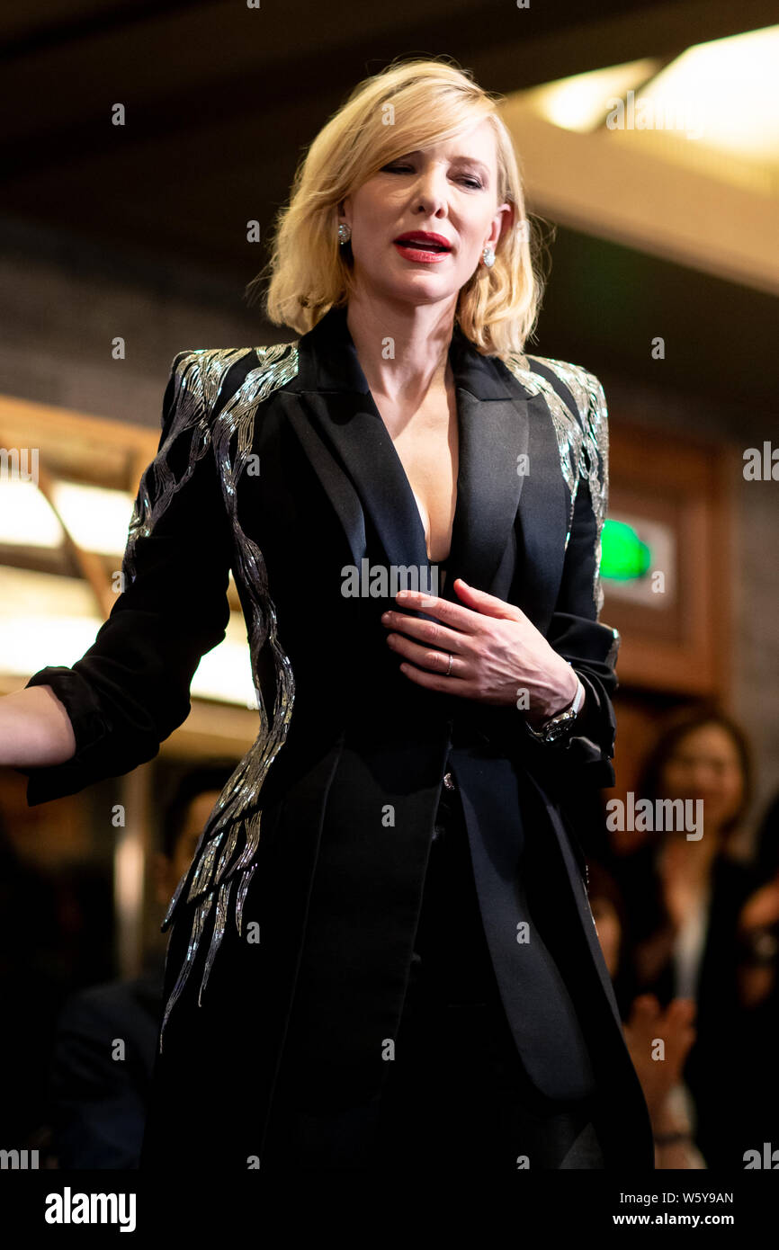 Australian actress Cate Blanchett attends a promotional event for IWC in Shanghai, China, 8 November 2018. Stock Photo