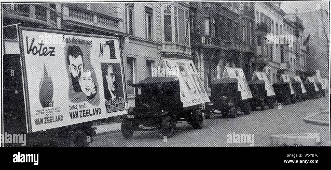 Une Campagne Electorale A L Americaine Dans La Bonne Ville De Bruxelles Votez Zeeland 1937 Stock Photo Alamy