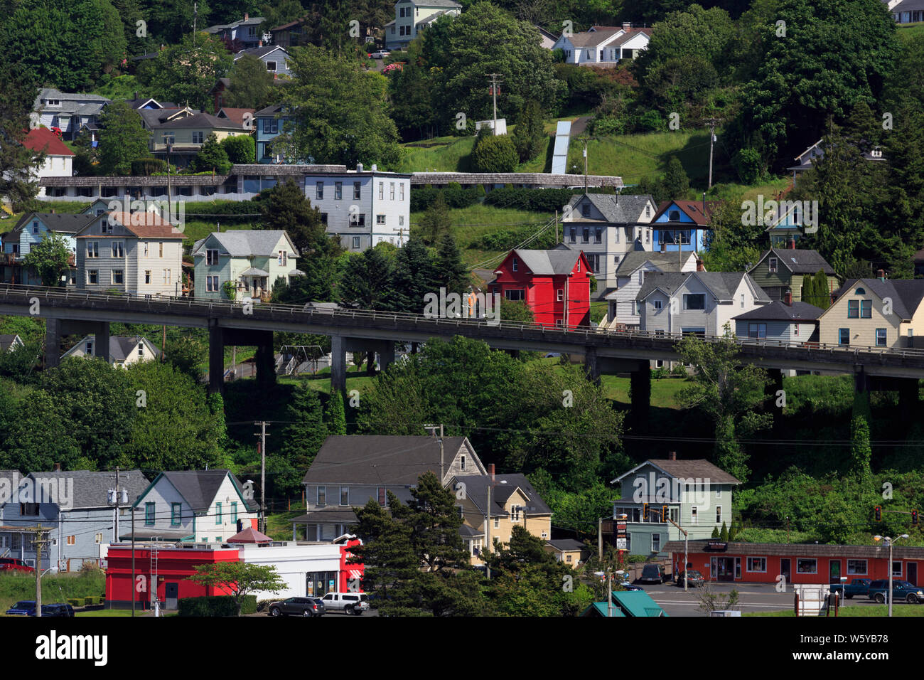 Hillside homes, Astoria, Oregon, USA Stock Photo Alamy