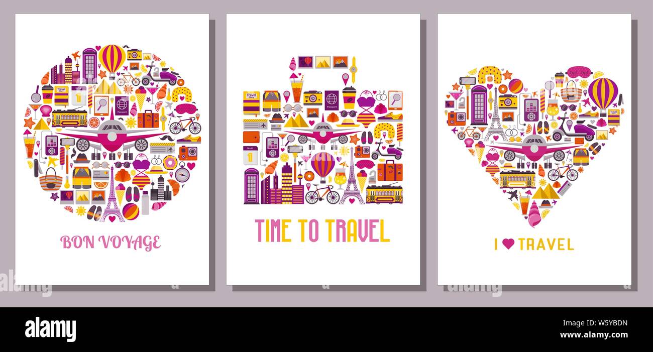 Summer Travel Around the World Cards Templates Stock Vector Image Regarding Bon Voyage Card Template Summer Travel Around the World Cards Templates Stock Vector Image Regarding Bon Voyage Card Template