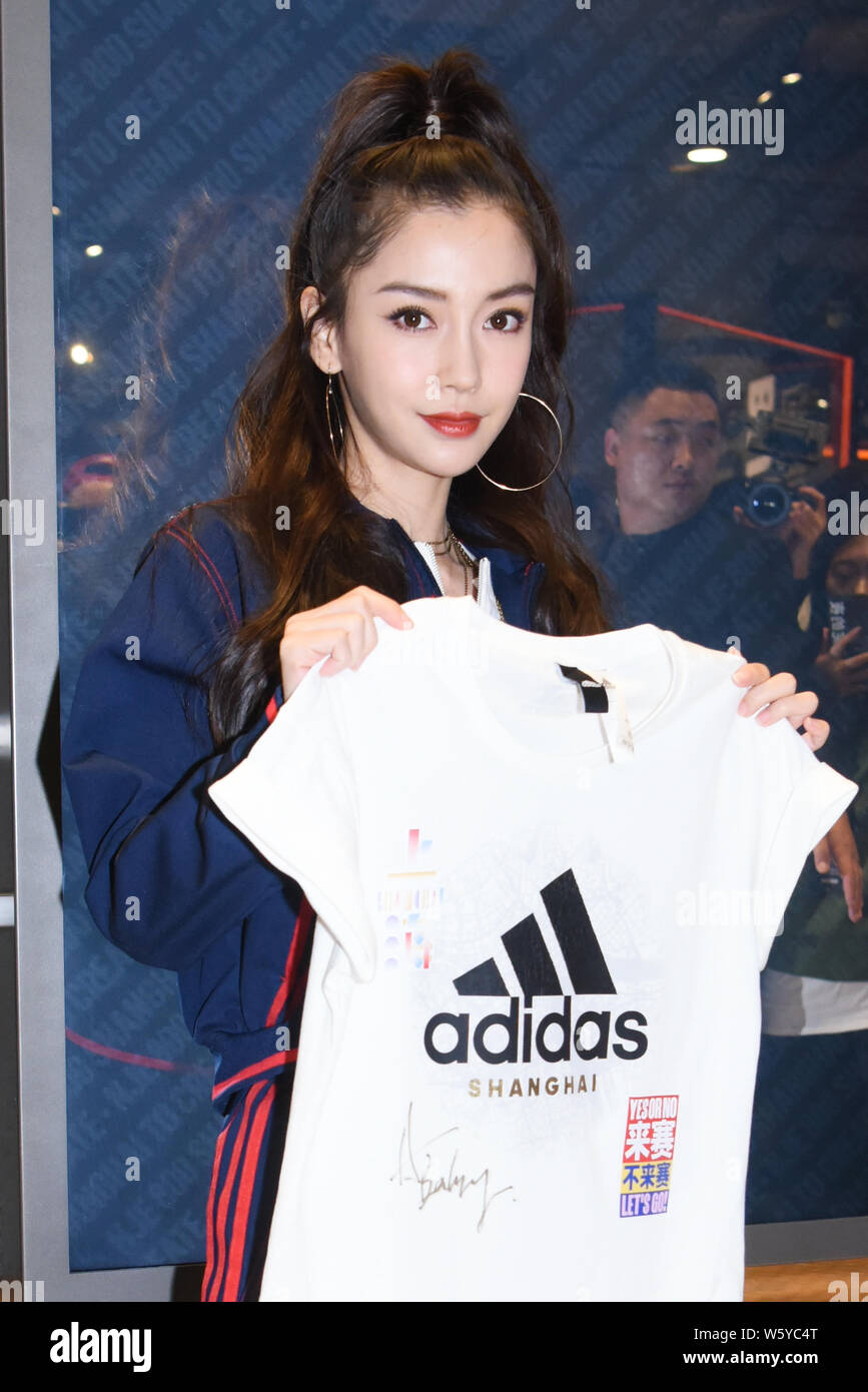 Hong Kong actress Angelababy attends a promotional event for Adidas in Shanghai China 27 November 2018 Stock Photo Alamy