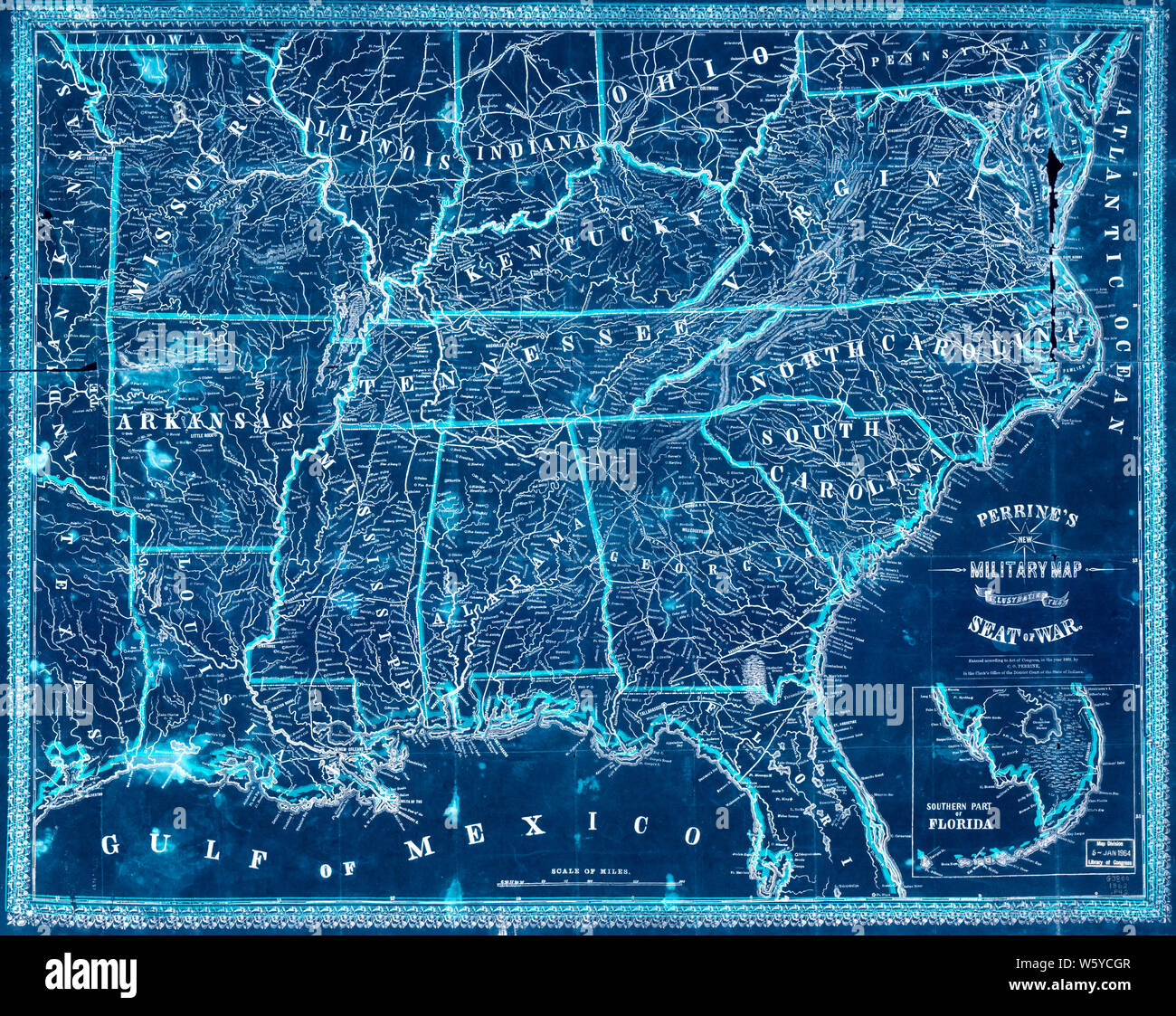 Civil war southern states map hi-res stock photography and images - Alamy