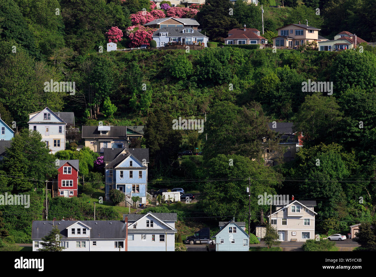 Hillside homes, Astoria, Oregon, USA Stock Photo Alamy