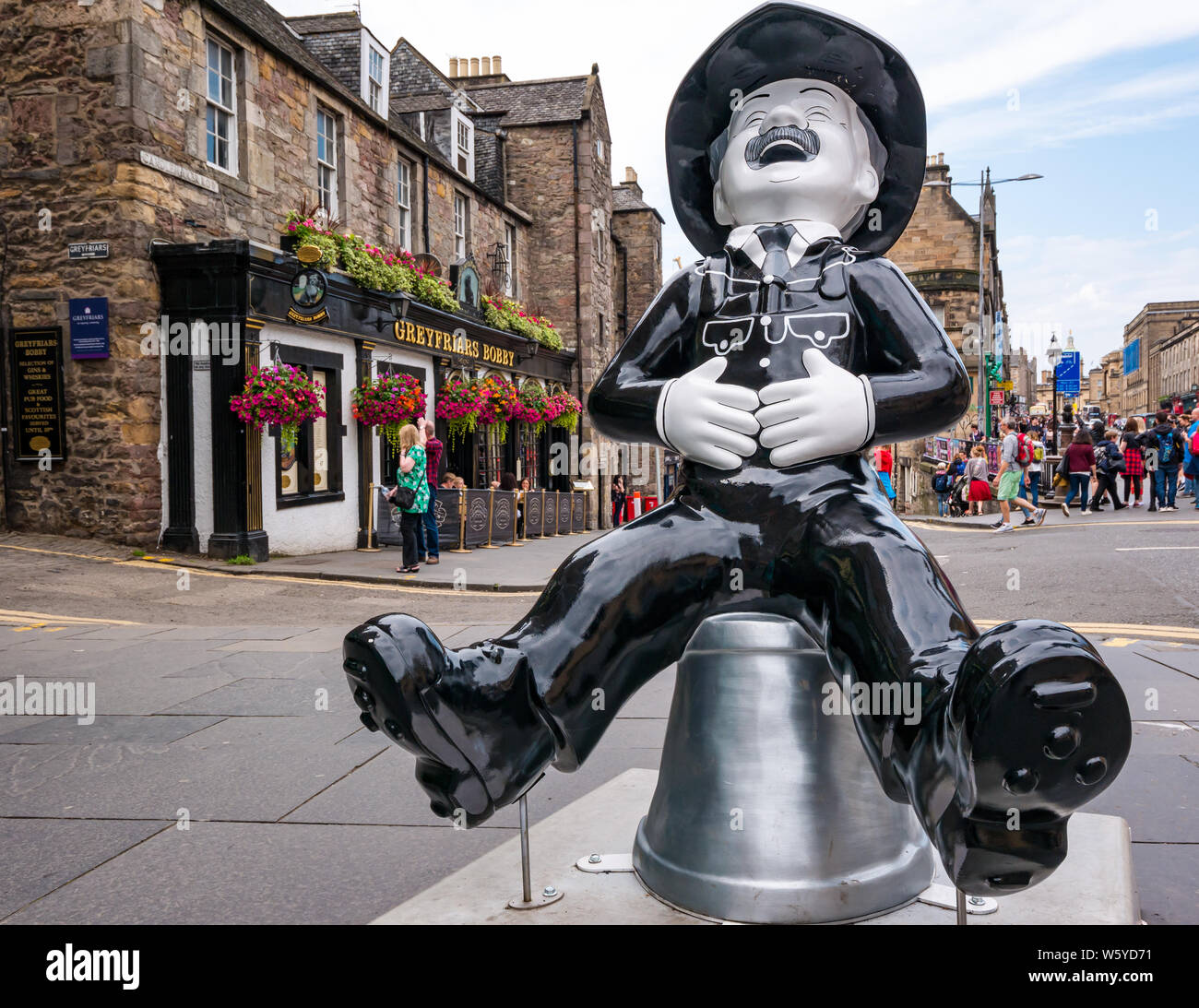 Oor Wullie bucket art trail sculpture, PC Murdoch by artist Carol Gilmour, Edinburgh, Scotland, UK Stock Photo