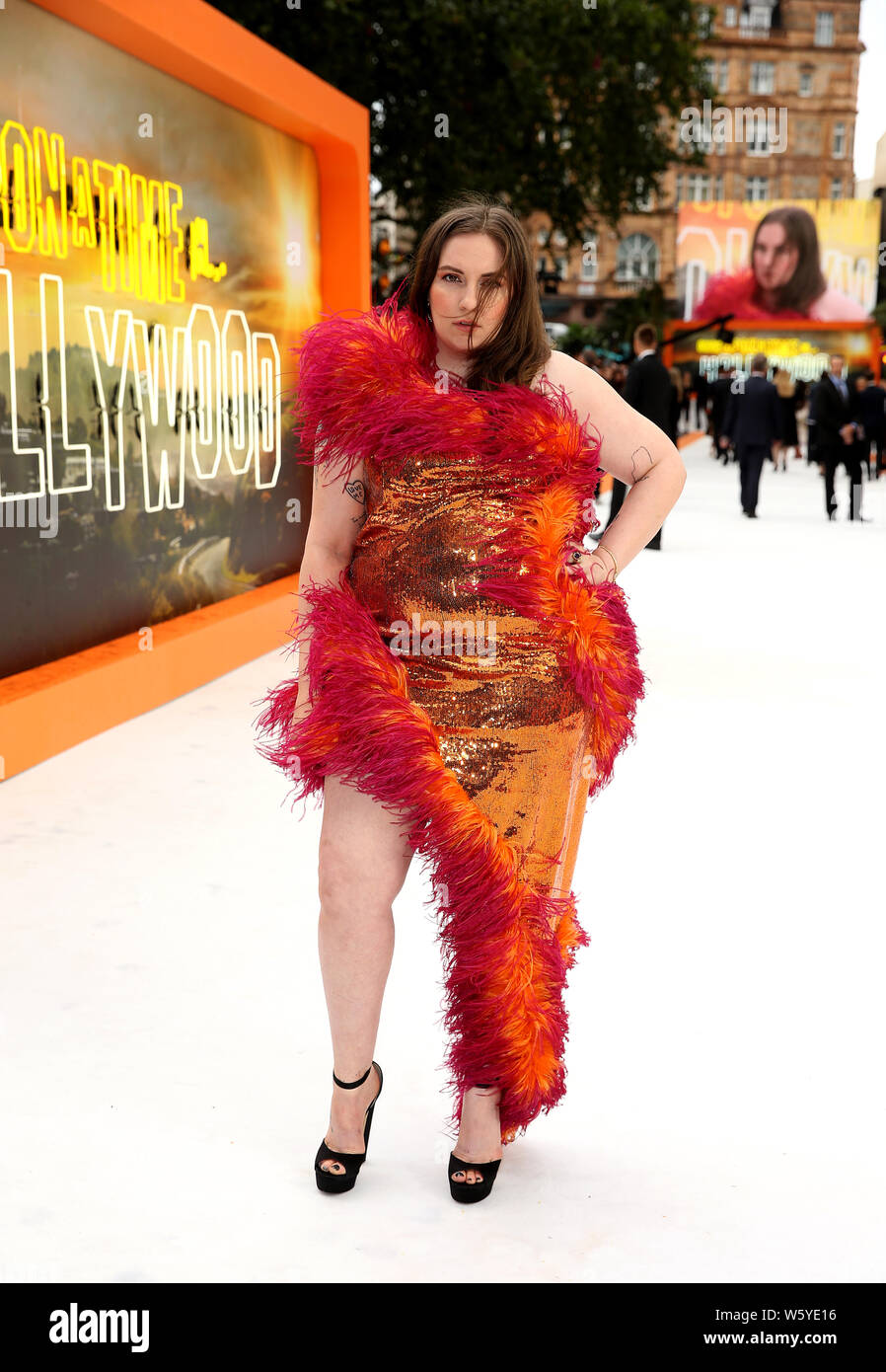 Lena Dunham attending the Once Upon A Time... In Hollywood UK premiere in Leicester Square, London. Stock Photo