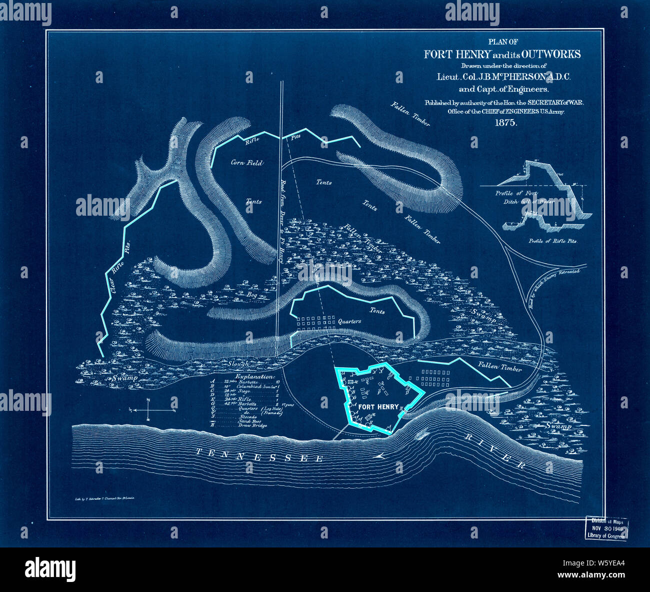 Civil War Maps 1324 Plan of Fort Henry and its outworks Feb 1862
