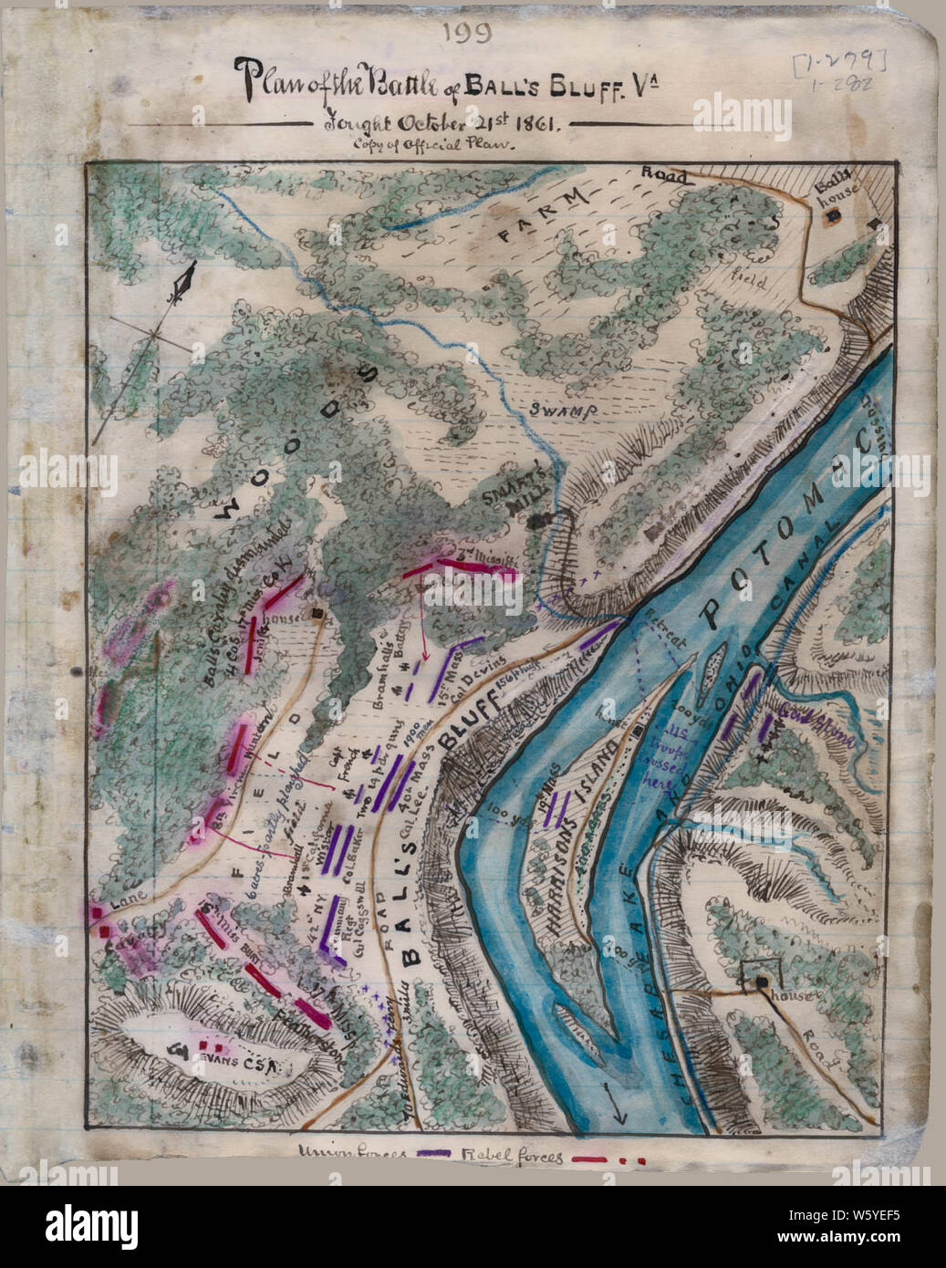 Civil War Maps 1351 Plan of the Battle of Ball's Bluff Va Fought